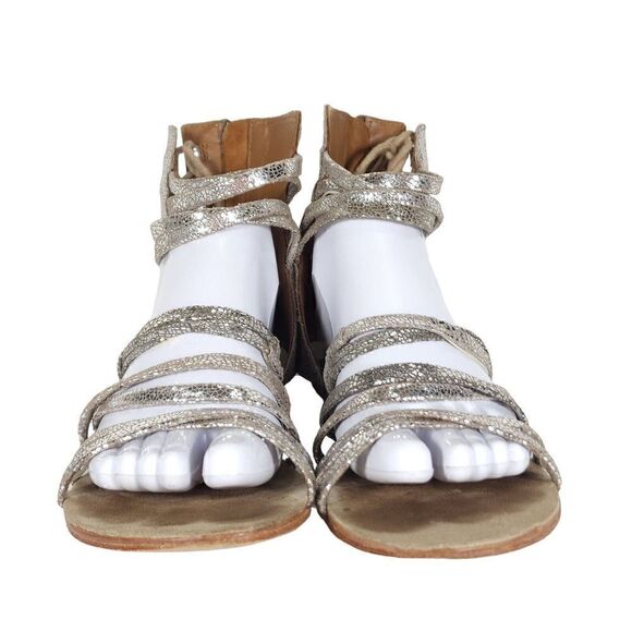 Free People Women's Juliette US7,5 EU38 Silver Metallic Lace Gladiator Sandals - Picture 4 of 14